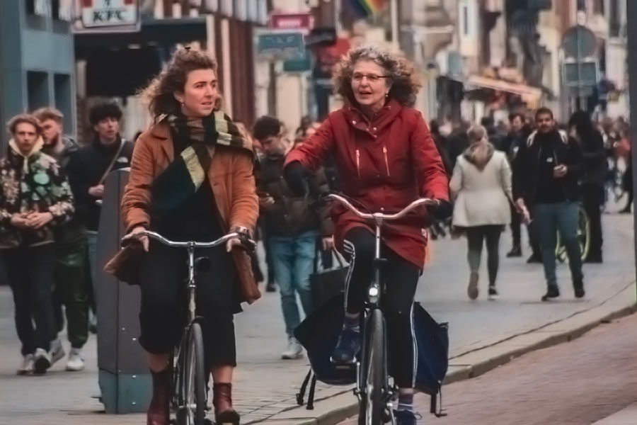 Two ladies on bikes