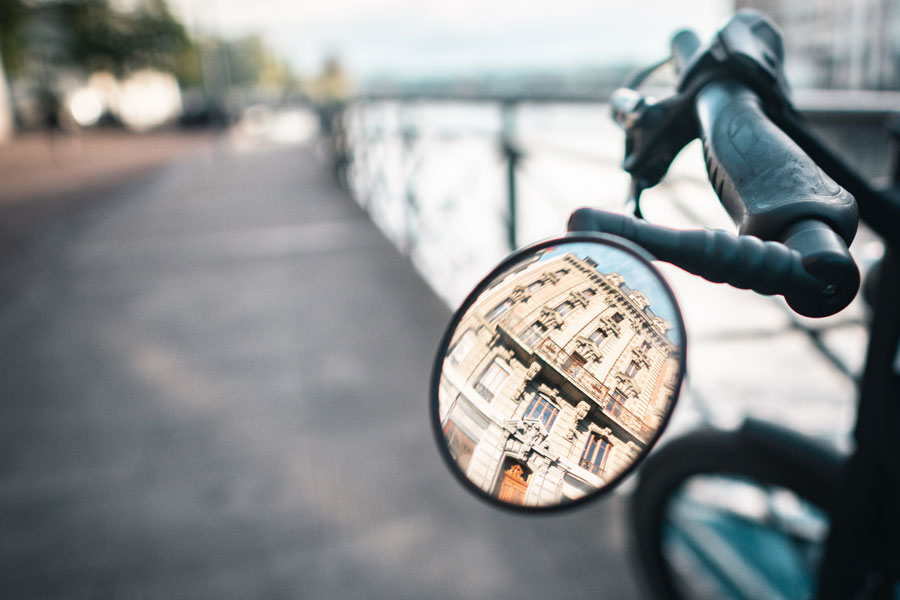 Rear view in a Bike mirror