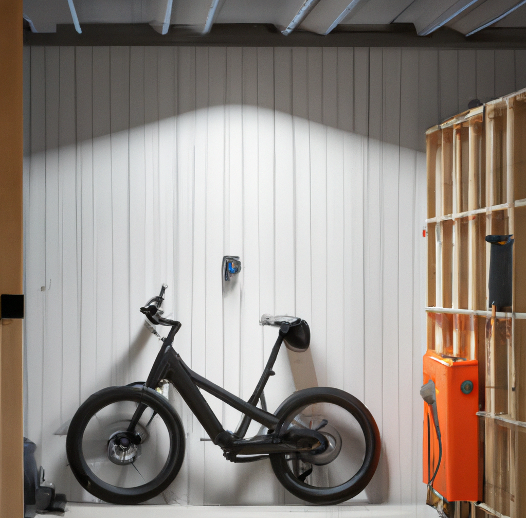 ebike on wall for winter storage